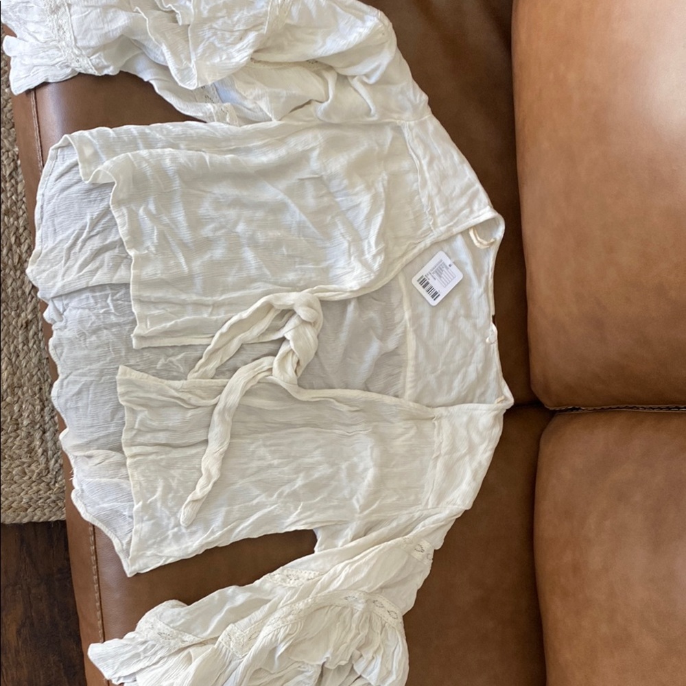 White ivory Tie-Front Blouse big flowy boho style NEW WITH TAGS Free People